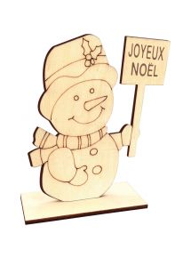 Lot de 10 bonshommes de neige en bois sur socle