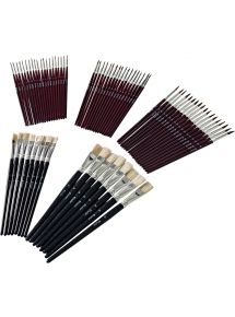Kit de 60 pinceaux + 20 brosses, tailles assorties