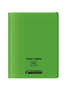 Cahier polypro avec rabat 24x32cm, 96p, grands carreaux, vert
