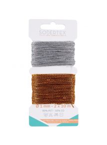 Fil pailleté or et argent, longueur 10m, pack de 2 cartes