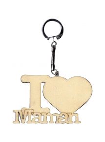 Porte-clés en bois 'I love Maman'
