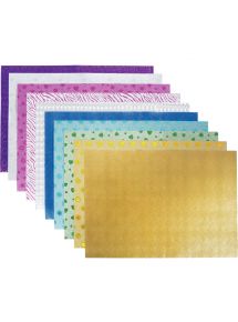 Pochette de 10 feuilles pailletées holographiques adhesives format A4