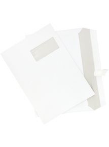 Boite de 250 enveloppes blanches 229x324mm 90g bande siliconée fenêtre 50x100mm