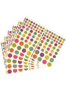 Gommette ronde nature kraft, pochette de 624 gommettes, couleurs assorties