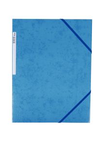 Chemise 3 rabats à élastiques en carte grainée 5/10ème 450g, bleu
