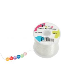 Fil nylon élastique transparent, bobine de 50m, diamètre 0,5mm