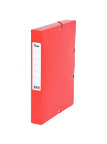Boîte de classement à élastique en carte 25x33cm, dos 4cm, rouge