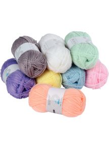 Lot de 8 pelotes de fil acrylique, couleurs pastelles assorties