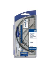 Compas Noris Club 550 en coffret avec crayon, gomme, régle, équerres et rapporteur