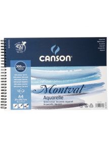 Album de 12 feuilles papier aquarelle Montval format 21x29,7 cm, 300 g