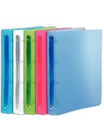 Classeur 24x32cm souple, 4 anneaux ø30mm, dos étroit, assorti translucide