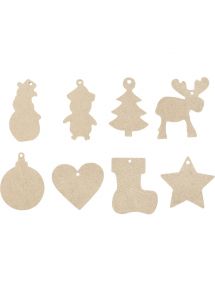Lot de 80 décorations de Noël en bois assorties