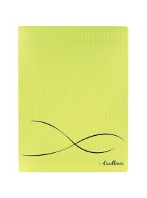 Cahier piqûre 48 pages, 17x22 cm, papier blanc 90g, seyès, couverture polypropylène jaune