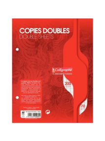 Copies doubles perforées 17x22cm , grands carreaux, 70g, 200p