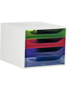 Module 4 tiroirs ECOBOX gris/arlequin
