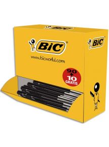 Stylo bille pointe moyenne rétractable M10, écriture 1 mm, noir, pack de 100