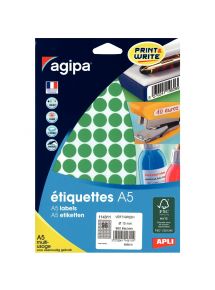 Etui de 960 pastilles adhésives diamètre 15 mm vert