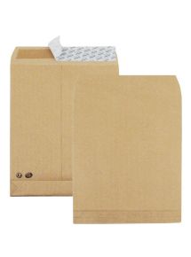 Pochette en kraft brun à soufflet de 3cm, 229x324 mm, auto-adhésive, boîte de 50