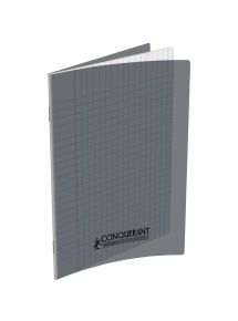 Cahier polypro 17x22cm, 48p, grands carreaux, gris