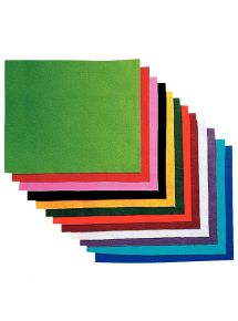 Paquet de 12 coupons de feutrine non adhésive, format 20 x 30 cm coloris assortis
