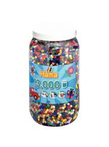 Pot de 13 000 perles Hama à repasser taille midi assorties