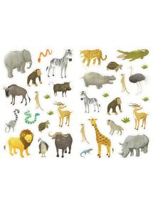 Pochette de 408 gommettes les animaux sauvages, adhésives repositionnables