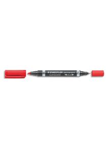 Marquer permanent pointe ogive Lumocolor Duo : pointe fine 0,6mm et pointe ogive 1,5mm, rouge