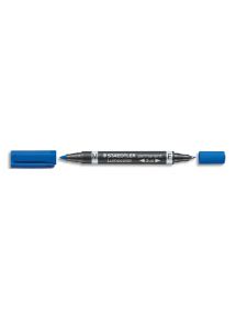 Marquer permanent pointe ogive Lumocolor Duo : pointe fine 0,6mm et pointe ogive 1,5mm, bleu