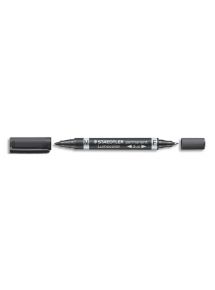 Marquer permanent pointe ogive Lumocolor Duo : pointe fine 0,6mm et pointe ogive 1,5mm, noir