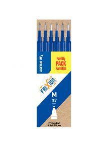 Pochette 6 recharges écriture 0,7mm pour Frixion Ball 07 et Frixion Clicker, bleu