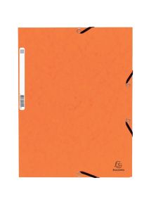 Chemise 3 rabats à élastique en carte lustrée Top File, format A4, orange