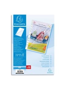 Pochette perforée ouverture en angle lisse cristal 6/100e, 21x29,7cm, sachet de 10 