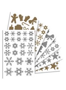 Gommettes or et argent thème Noël, sachet de 20 planches