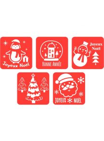 Lot de 5 pochoirs Noël et Bonne Année
