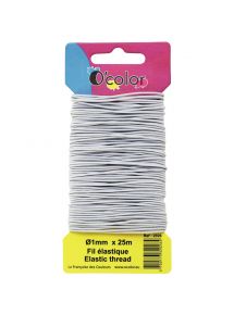 Carte de 25 mètres de fil élastique blanc 1 mm
