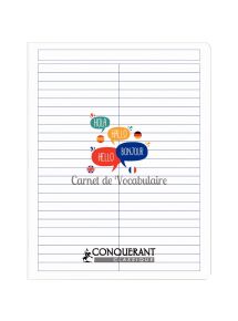 Cahier de vocabulaire 17x22cm, réglure spécifique, piqûre 90g