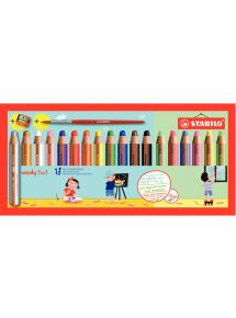 Crayon de couleur multi-talents Woody 3in1, étui de 18 couleurs pastel