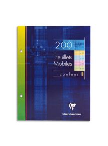 Feuillets mobiles Metric perforée 17x22cm, grands carreaux, 200 pages couleurs assorties