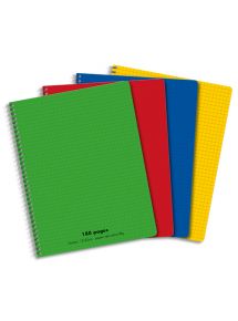 Cahier polypro 17x22cm, 180p, petits carreaux, spirale 70g