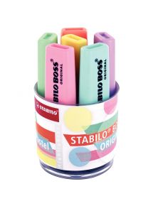 Surligneur Stabilo Boss Original Pastel, pointe biseautée, pot de 6