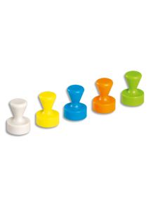 Aimant néodyme forme quille Ø12x16mm, blister de 10, couleurs assorties