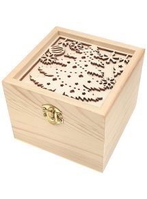 Boîte en bois découpe 3D sapin de noël