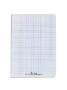 Cahier polypro 17x22cm, 96p, grands carreaux, incolore