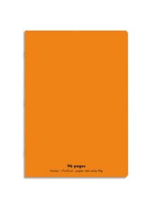 Cahier polypro 17x22cm, 96p, grands carreaux, orange
