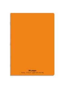 Cahier polypro 17x22cm, 96p, grands carreaux, orange