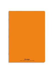 Cahier polypro 21x29,7cm, 96p, grands carreaux, orange