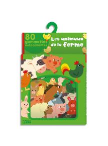Gommette adhésive colorée thème les animaux de la ferme, boîte de 80