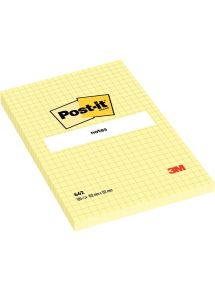 Bloc de 100 feuilles post it notes repositionnables 102 x 152 mm petits carreaux coloris jaune