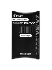 Recharge pour stylo roller V5/V7, pochette de 3, noire