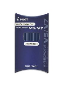 Recharge pour stylo roller V5/V7, pochette de 3, bleue